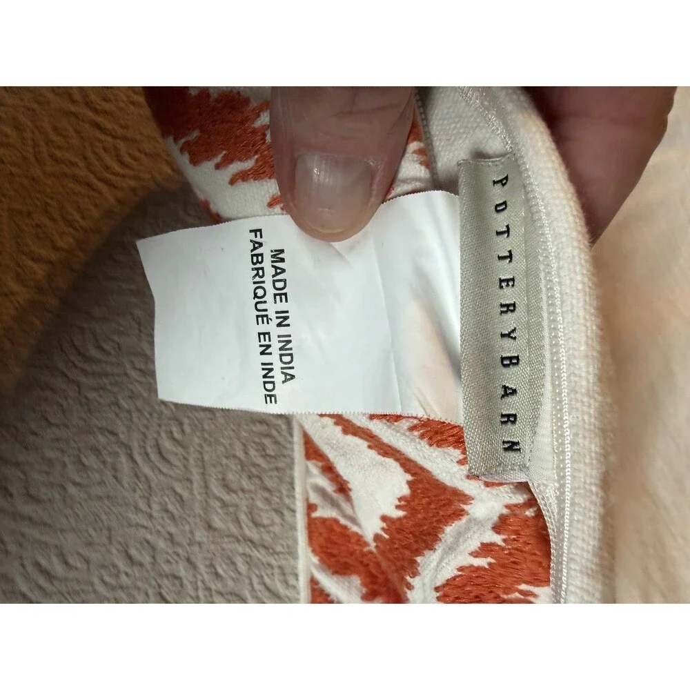 Pottery Barn Orange Geometric pillow cover 20” X 20” decorative Square Zip